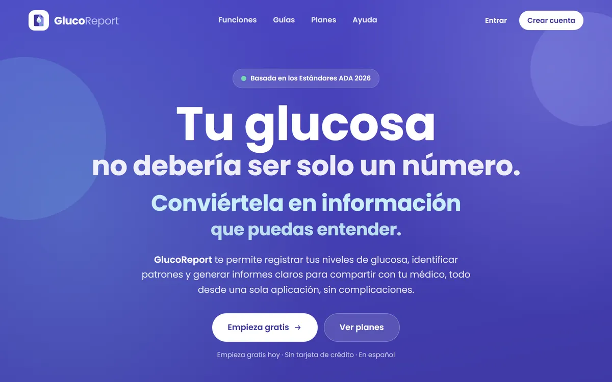 Portada de la app GlucoReport en computadora