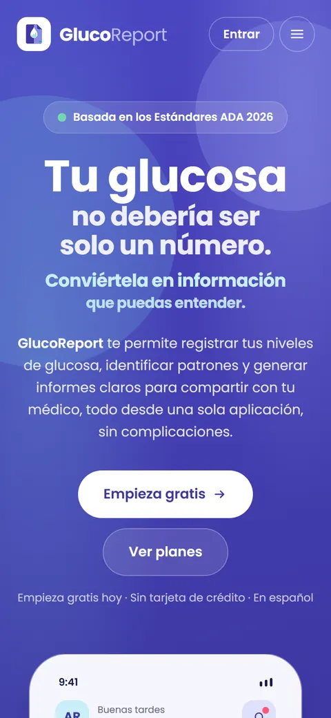 App GlucoReport en celular