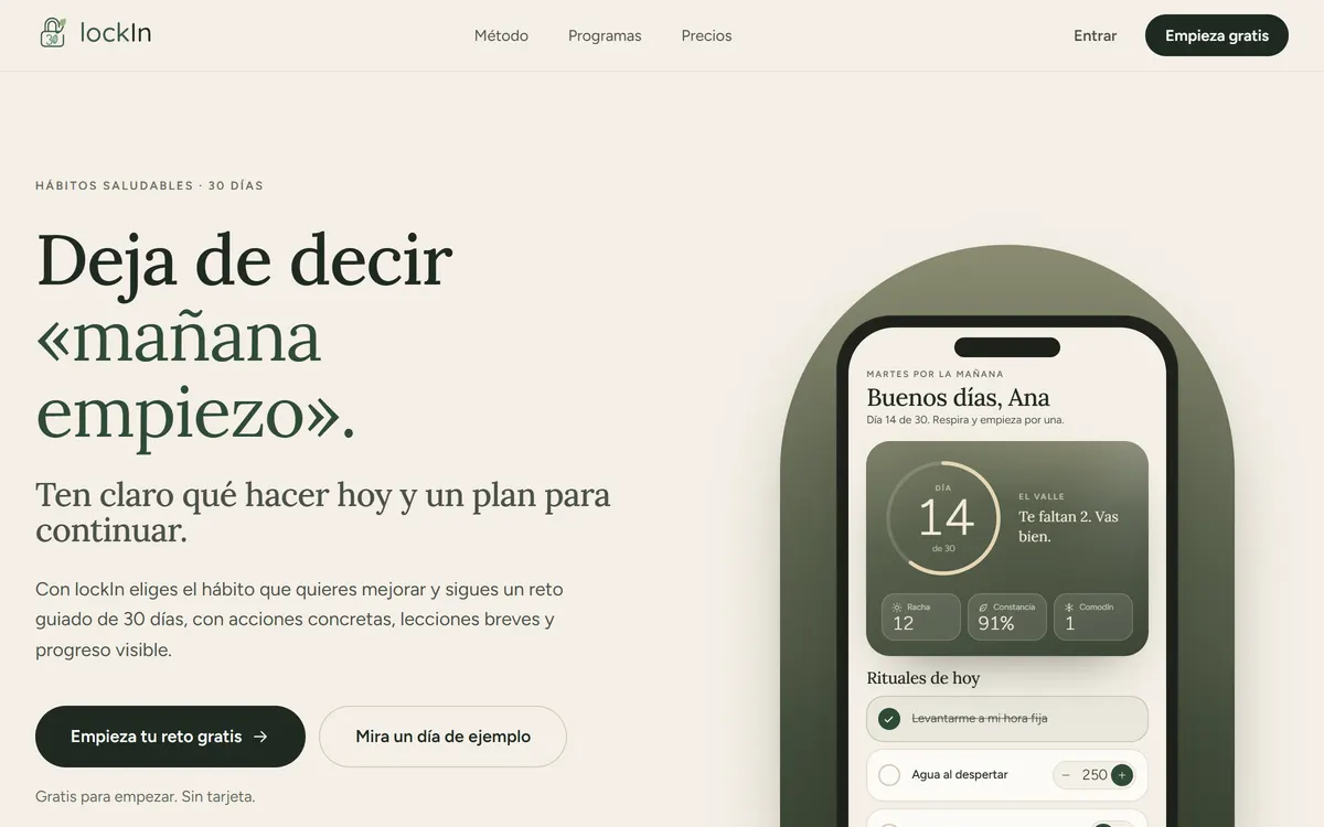 Portada de la app lockIn en computadora